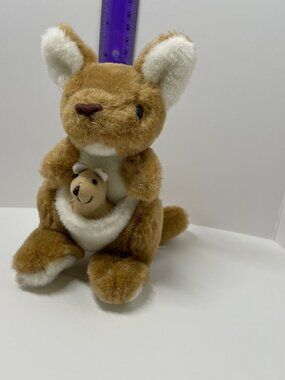 BJ Toy Company, Inc. Plush 10.5" Kangaroo with Baby Joey in Pouch. Stuffed